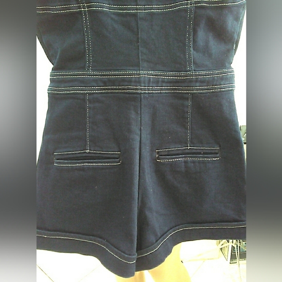 LK. NEW ANTHROPOLOGIE MAUVE ๐ ๐BLUE Denim Women's Overall Shorts SZ. 6 OMG! - Picture 3 of 12